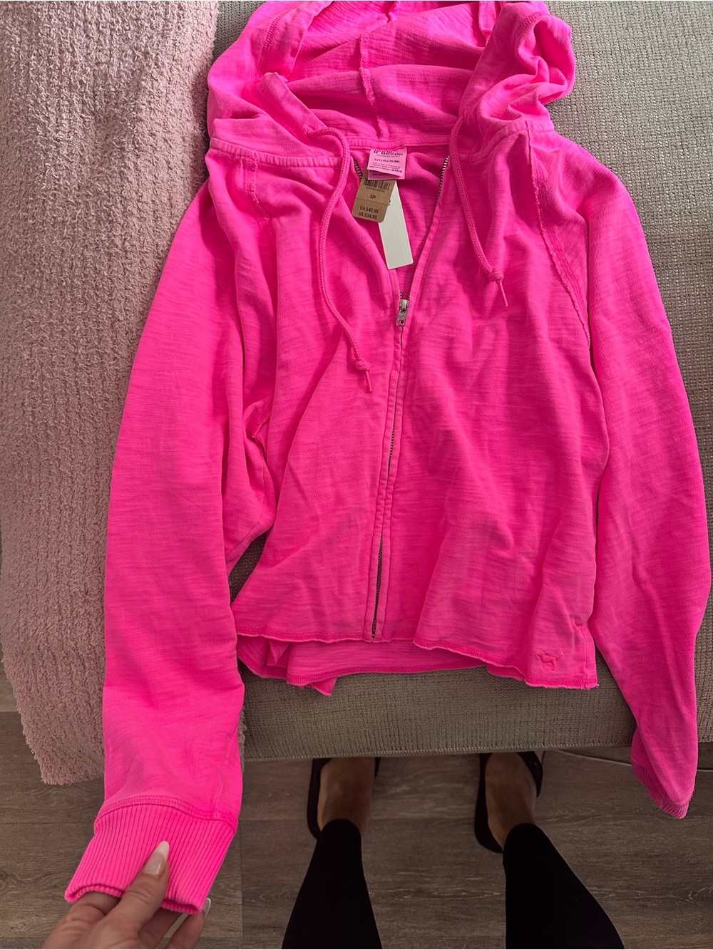 PINK Victoria's Secret Hot Pink Zip Hoodie